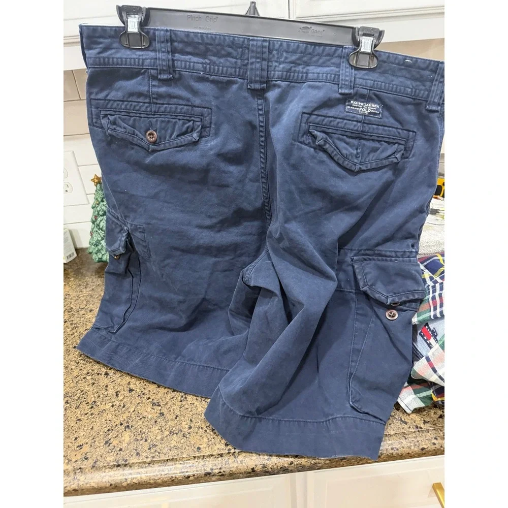 poli ralph lauren navy chino cargo‎ shorts 40
